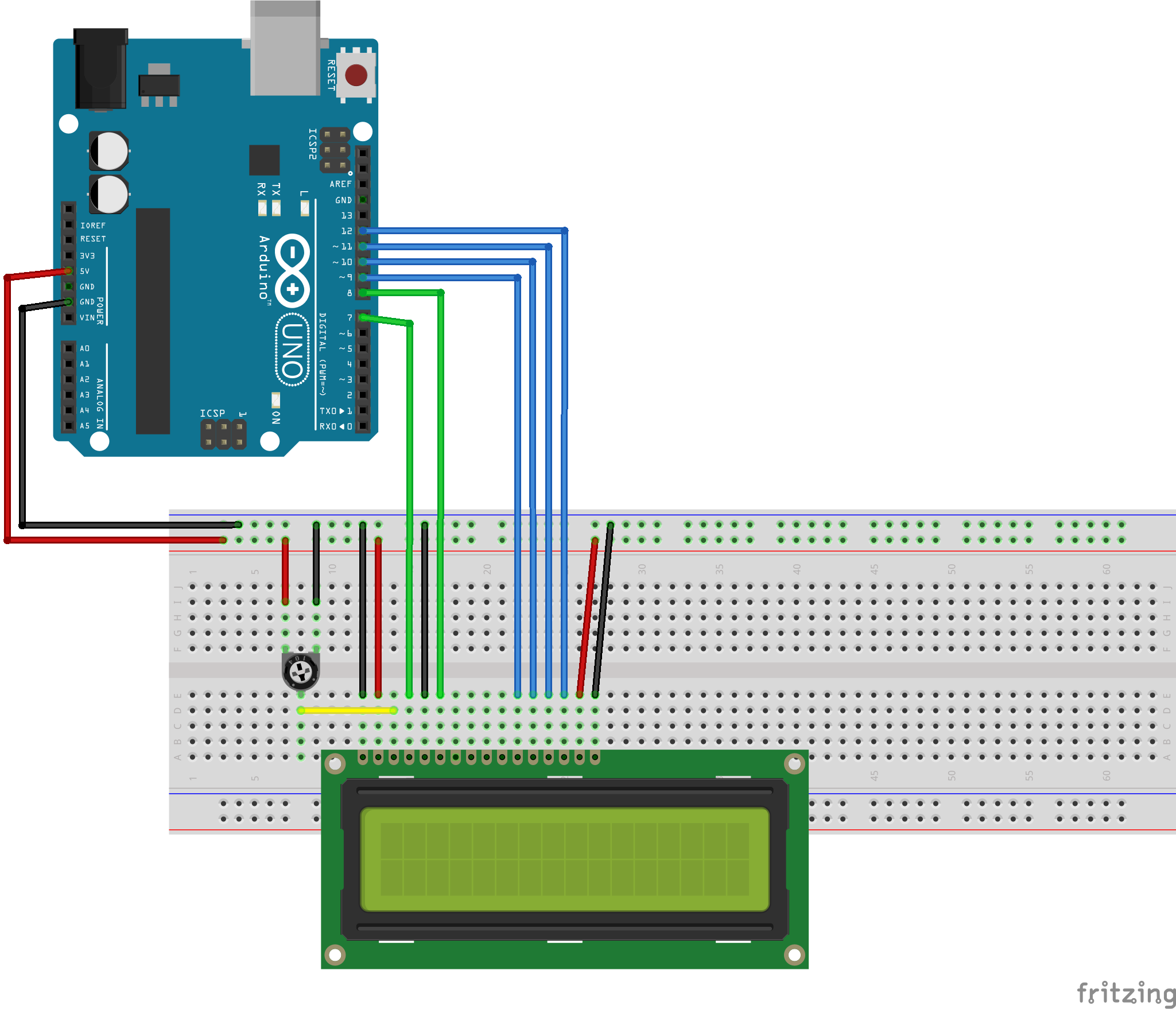 Ein LCD an einem Arduino.